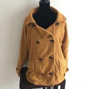 Free People Yellow Cardigan Jacket Chunky Large